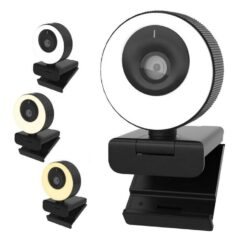 Webcam WB PRO Com Ring Light 60 FPS Full HD 1080p