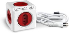 Multiplicador 5 Tomadas Bivolt com Cabo de 1,5m - PowerCube EXTENDED ELG - PWC-X5, Vermelho e Branco