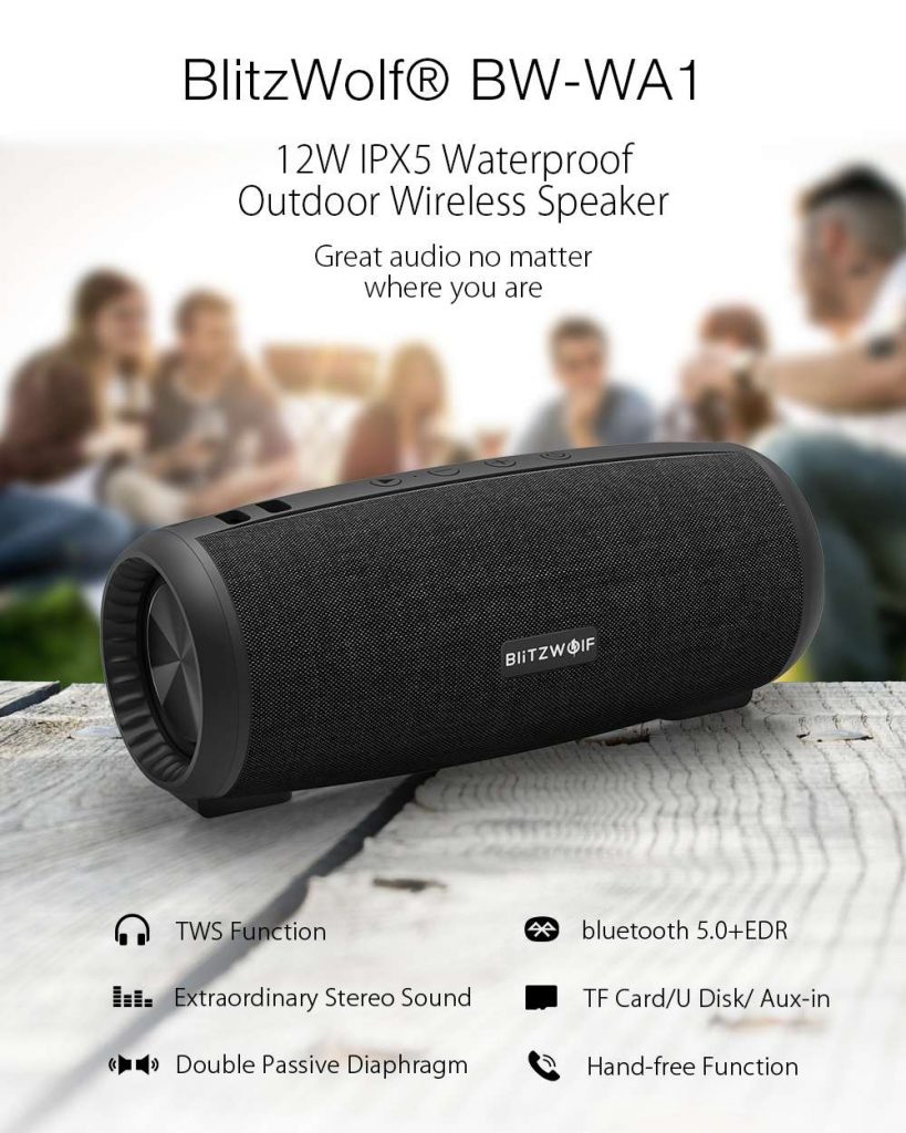 Caixa De Som Blitzwolf Bw Wa W Sem Fio Bluetooth Alto Falante Duplo