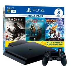 Console_PlayStation 4 1TB Mega Pack V18 Ghost of Tsushima + God of War + Ratchet & Clank