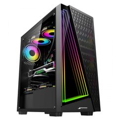 Gabinete_Gamer SuperFrame Storm, Mid Tower, RGB, Vidro Temperado, ATX, Sem Fonte, Com 3 Fans