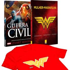 Livro Mulher-Maravilha + Guerra Civil + Camiseta G