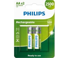 Pilha Philips recarregável AA 1.2V 2.500mAh com 2 unidades R6B2RTU25/59