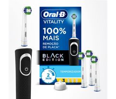 Escova Elétrica Oral B Vitality 100+ Refis 3 Unidades Bivolt - Black Edition