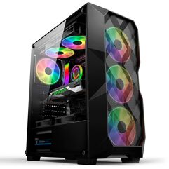 Gabinete Gamer Hayom, Mid Tower, RGB, ATX, Lateral em Vidro Temperado, 3x Cooler Fan RGB, Preto GB1710