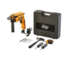 Parafusadeira/Furadeira de Impacto WAP 700W com Maleta e Kit 11 Acessórios EFPI 700K10