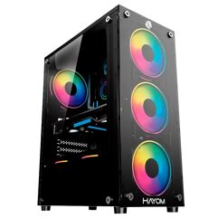 Gabinete Gamer Hayom GB1749, Mid Tower, RGB, ATX, Lateral e Frontal em Vidro Temperado, 4x Cooler Fan RGB, Preto GB.17.10.49