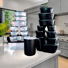 Pote de plástico Kit 21 peças Vasilhas Com Tampa Depósito para Alimentos casa bella