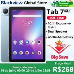 Blackview tab 7 wi-fi tablet 10.1 ''tela hd 5gb (3 + 2 expansão) ram 64gb rom 6580mah bateria android 12 tablets com tela sensível ao toque