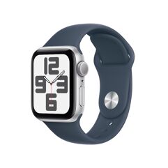 Apple Watch SE 40mm GPS Caixa Prateada de Alumínio, Pulseira Esportiva Azul-Tempestade, Tamanho M/G, Neutro em Carbono MRE23BZ/A
