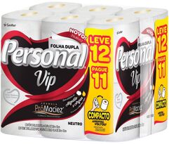 Papel Higiênico Personal VIP Folha Dupla 12unid