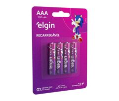 Pilha Recarregável AAA Elgin 1,2V 900mAh 4 Unidades