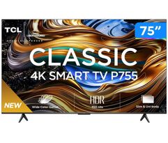 Smart TV 75" 4K UHD LED TCL 75P755 Wi-Fi Bluetooth 3 HDMI 1 USB