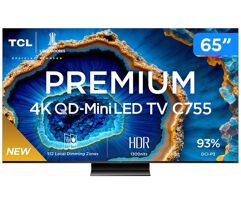 Smart TV 65" 4K UHD QLED Mini LED TCL 65C755 120Hz Wi-Fi Bluetooth 4 HDMI 2 USB