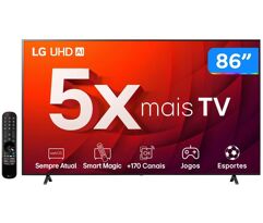 Smart TV 86” 4K UHD LED LG 86UR8750 Wi-Fi Bluetooth Alexa 3 HDMI IA Matter