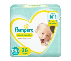 Fralda Pampers Premium Care RN+ Até 6kg 36 Unidades