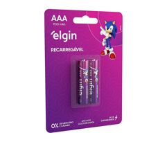 Pilha Recarregável AAA Elgin 900mAh 2 Unidades