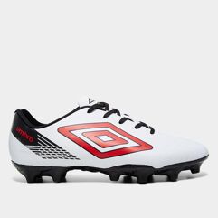 Chuteira Campo Umbro On Unissex Branco+Vermelho