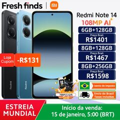 Estreia mundial】 Versão global Xiaomi Redmi Note 14 MediaTek Helio G99-Ultra 108MP AI 5500mAh 6,67" AMOLED 120Hz Display IP54